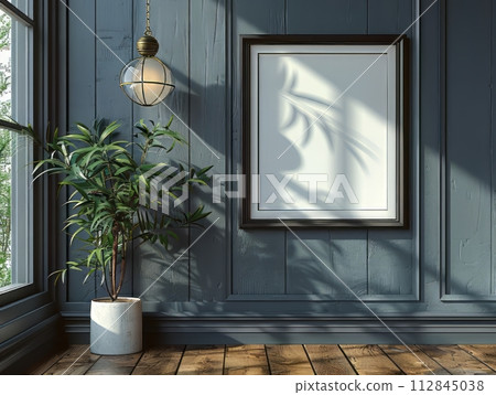 square black picture frame with glass and flower in pot square black picture frame with glass and flower in pot 112845038