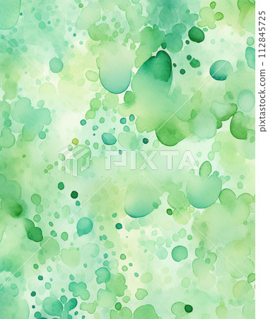Abstract gradient watercolor drawing on white background of green spots with clear outlines, streaks, blots, small splashes of paint on paper Abstract gradient watercolor drawing on white background of green spots with clear outlines, streaks, blots, small splashes of paint on paper 112845725
