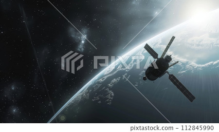 AI-generated content. Detailed Rendering of Satellite in Outer Space AI-generated content. Detailed Rendering of Satellite in Outer Space 112845990