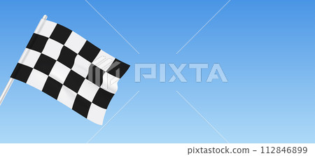 Checkered flag hanging against blue sky background, vector illustration Checkered flag hanging against blue sky background, vector illustration 112846899