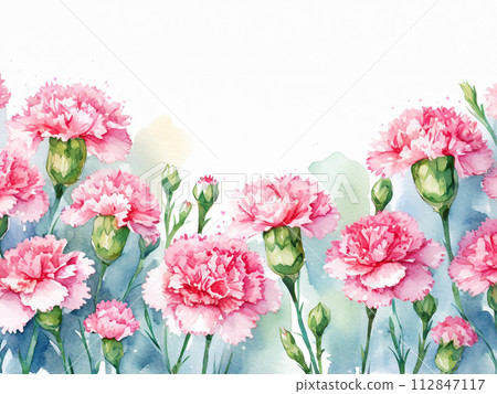 Watercolor Mother's Day Carnation Copy Space 112847117