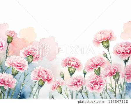 Watercolor Mother's Day Carnation Copy Space 112847118