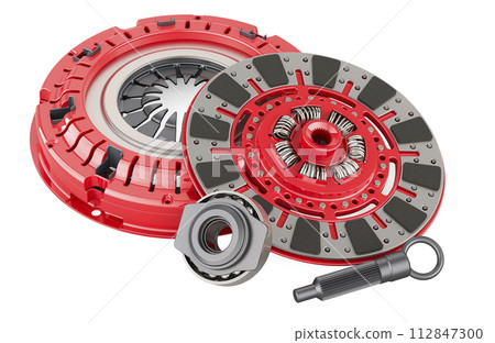 Car Clutch, parts and structure. rendering Car Clutch, parts and structure. rendering 112847300