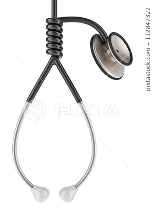 Medical error, concept. Noose from stethoscope, 3D rendering 112847322