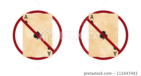 poker ban prohibit icon. Not allowed illegal gambling . 112847481