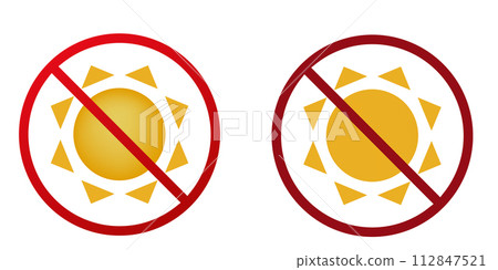 sun ban prohibit icon. Not allowed hot sun. sun ban prohibit icon. Not allowed hot sun. 112847521