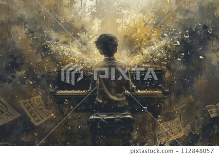 AI-generated content. Pianist's Creative Escapade 112848057