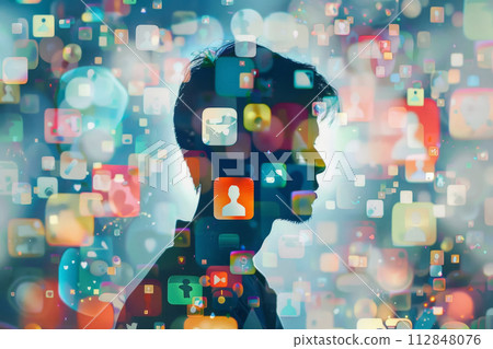 AI-generated content. Abstract Social Media Concept 112848076