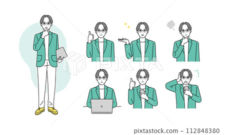 商務人士臉部表情插圖集 112848380