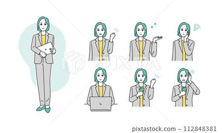 Business person facial expression illustration set 112848381
