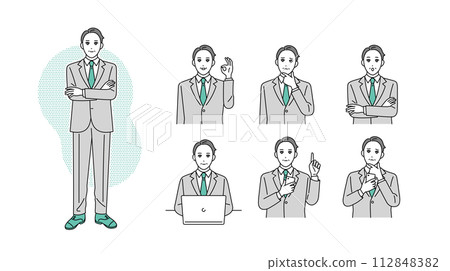 Management business person facial expression illustration set Management business person facial expression illustration set 112848382