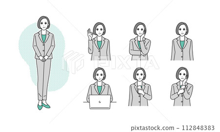 Management business person facial expression illustration set 112848383