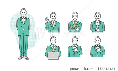 Management business person facial expression illustration set 112848384