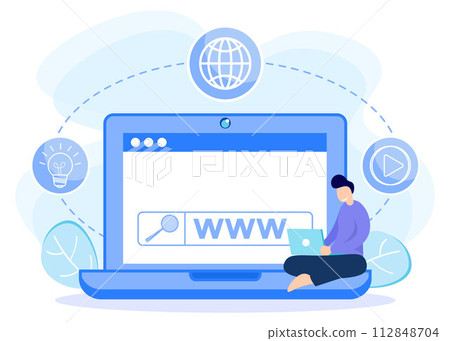 Illustration vector graphic cartoon character of www Illustration vector graphic cartoon character of www 112848704