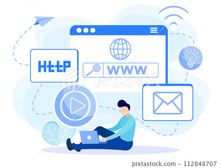 Illustration vector graphic cartoon character of www Illustration vector graphic cartoon character of www 112848707