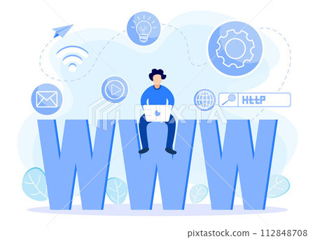 Illustration vector graphic cartoon character of www Illustration vector graphic cartoon character of www 112848708