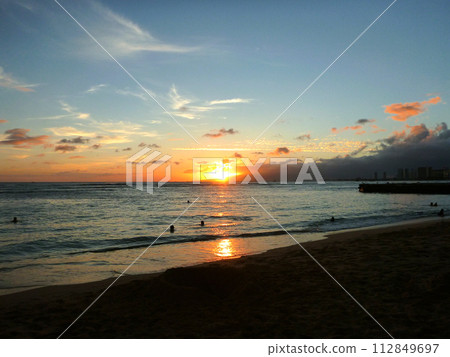 Dramatic Sunset on San Souci Beach 112849697
