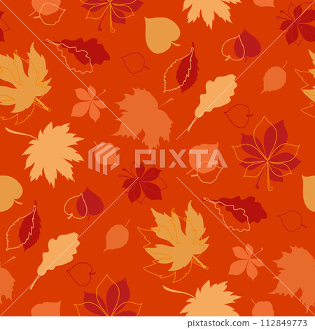 seamless pattern with autumn leaves 112849773