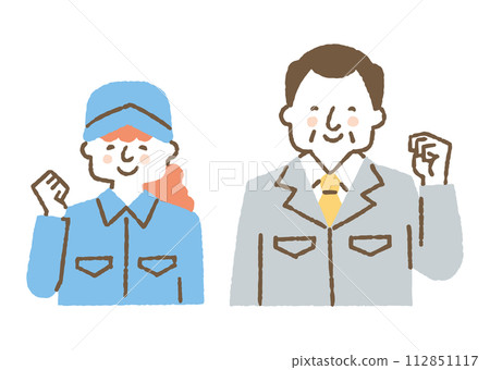 穿著工作服打拳的男女_color 112851117