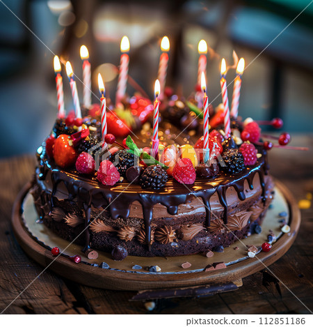 用巧克力蛋糕慶祝你的生日 112851186