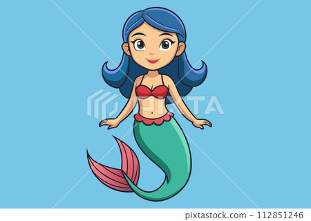 a mermaid girl, vector illustration a mermaid girl, vector illustration 112851246