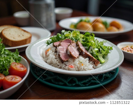 烤牛肉碗放在桌上 112851322