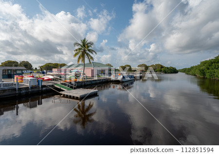Flamingo Marina in Everglades National Park, Florida. Flamingo Marina in Everglades National Park, Florida. 112851594