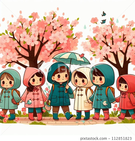 孩子觀賞櫻花 112851823