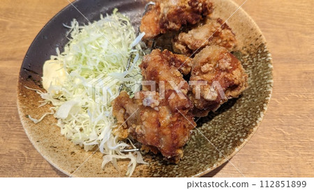 fried chicken and cabbage fried chicken and cabbage 112851899
