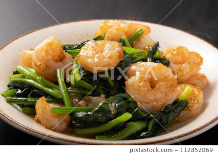 中式炒蝦仁與菠菜 112852069