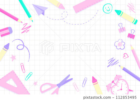 彩色文具學校生活插畫集 彩色文具學校生活插畫集 112853495