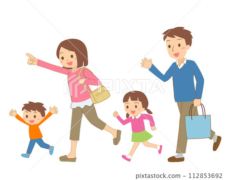 A fun shopping trip for the family of four 112853692