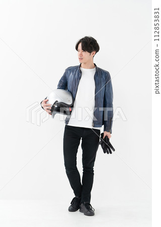 male rider with helmet male rider with helmet 112853831