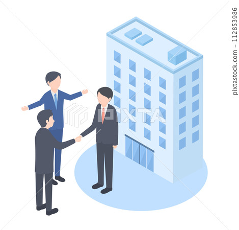 充當公司與個人之間中介的商人形象 112853986