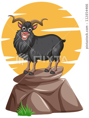 Cheerful Goat on a Rocky Hill 112854466