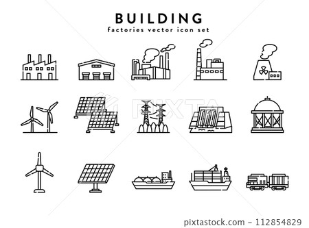 建築發電能源圖示集 112854829