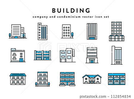 Building building company icon set 112854834