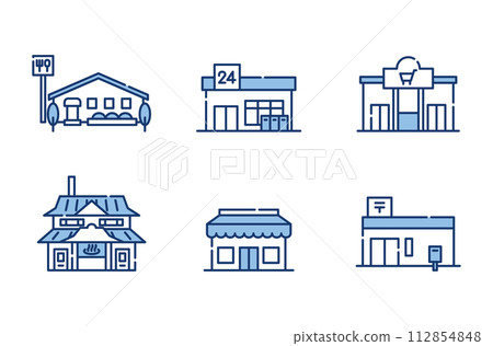 Store shop town building icon set Store shop town building icon set 112854848