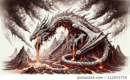 Fire-breathing dragon in the lava area 112855754
