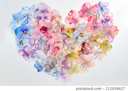 Colorful flower petals in the shape of a heart "AI generated image" Colorful flower petals in the shape of a heart "AI generated image" 112856627