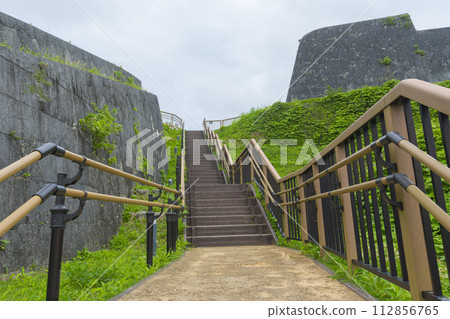 View of green park at Shuri Castle compound in Naha, Okinawa, Japan 112856765
