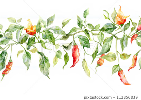 Ornamental chili pepper (watercolor painting) "AI generated image" 112856839