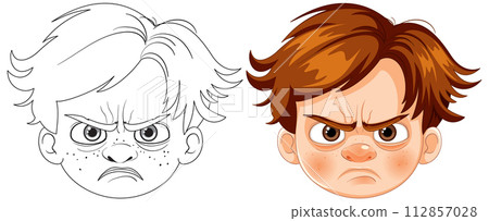 Angry Expressions Cartoon Illustration Angry Expressions Cartoon Illustration 112857028