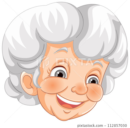 Cheerful Grandmother Cartoon Portrait 112857030