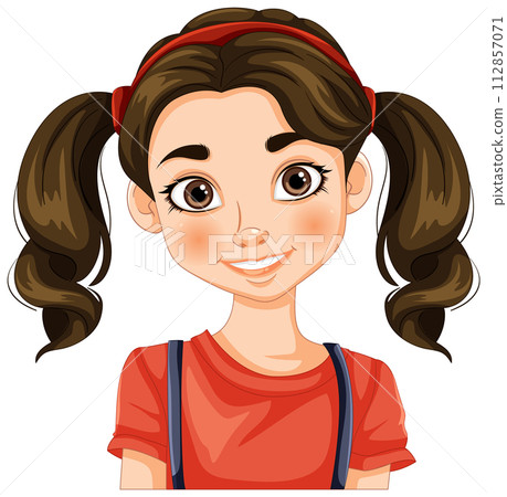 Cheerful Young Girl Vector Portrait Cheerful Young Girl Vector Portrait 112857071