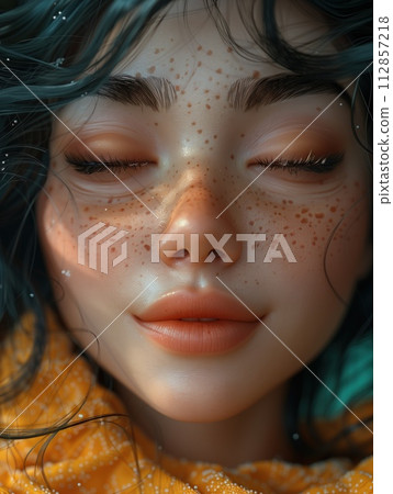 portrait of a dreaming girl cartoon portrait of a dreaming girl cartoon 112857218