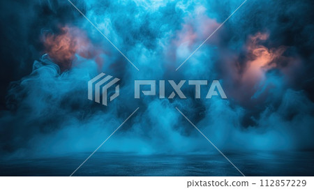 background of thick blue smoke 112857229
