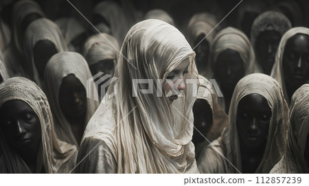portrait of many Arab women in hijab 112857239