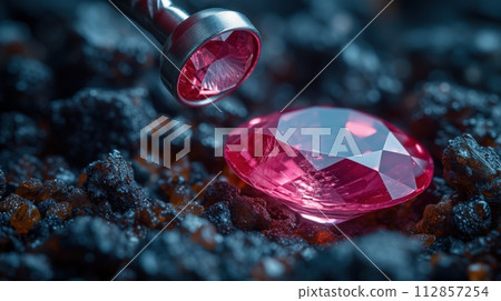 jeweler's work cutting a gemstone close-up jeweler's work cutting a gemstone close-up 112857254
