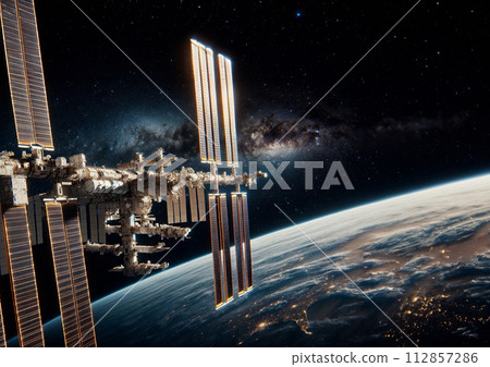 從太空站看到的地球背景素材 112857286